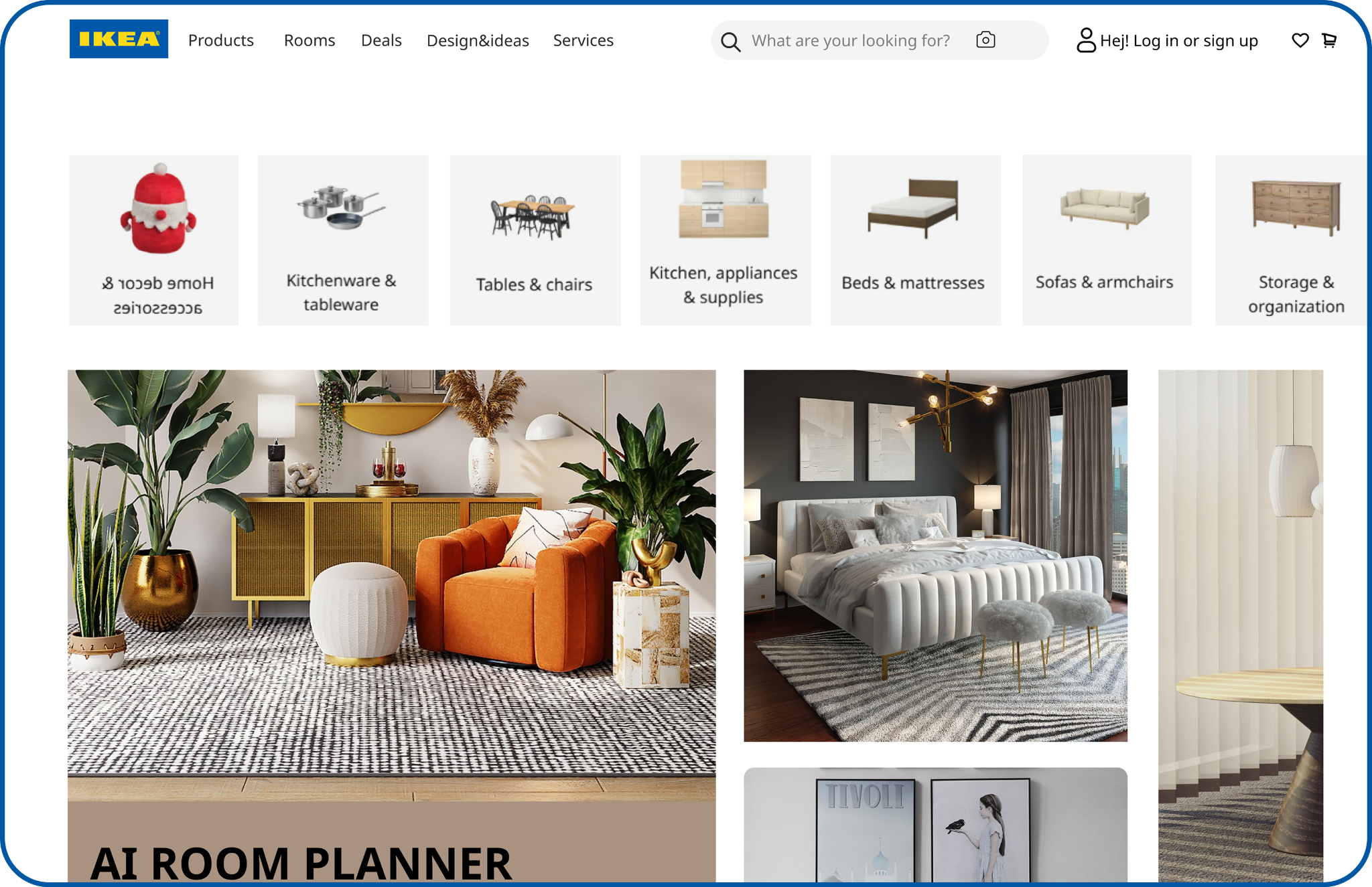 IKEA website concept with planning entry point