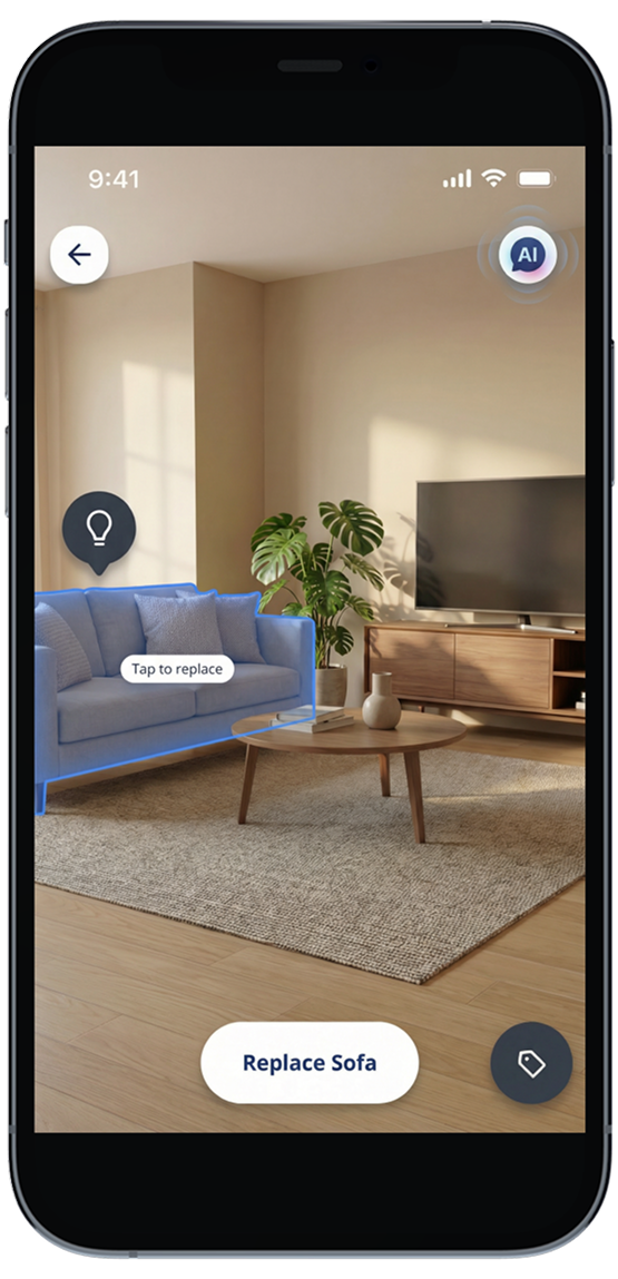 Mobile room preview with recommendations list
