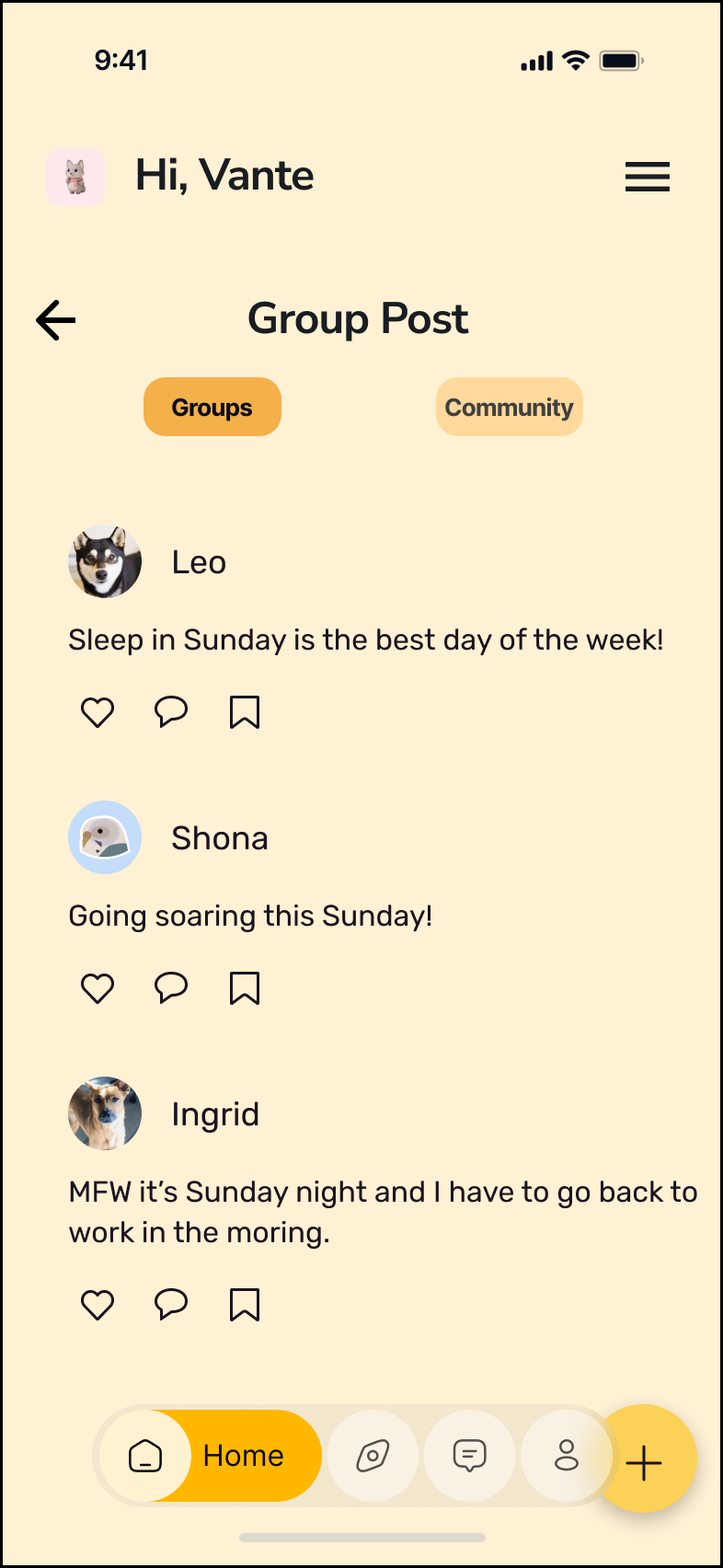 Offline event discovery high-fidelity interface