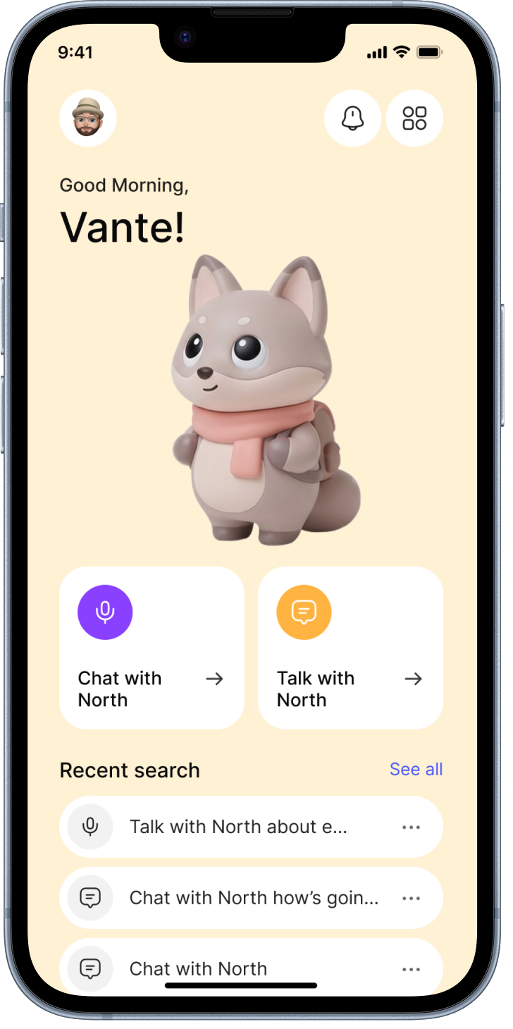 Original high-fidelity North home screen