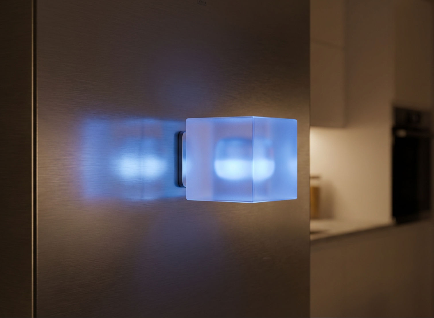 Concept visualization · ambient fridge-mounted indicator