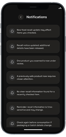 Notifications · recall messages