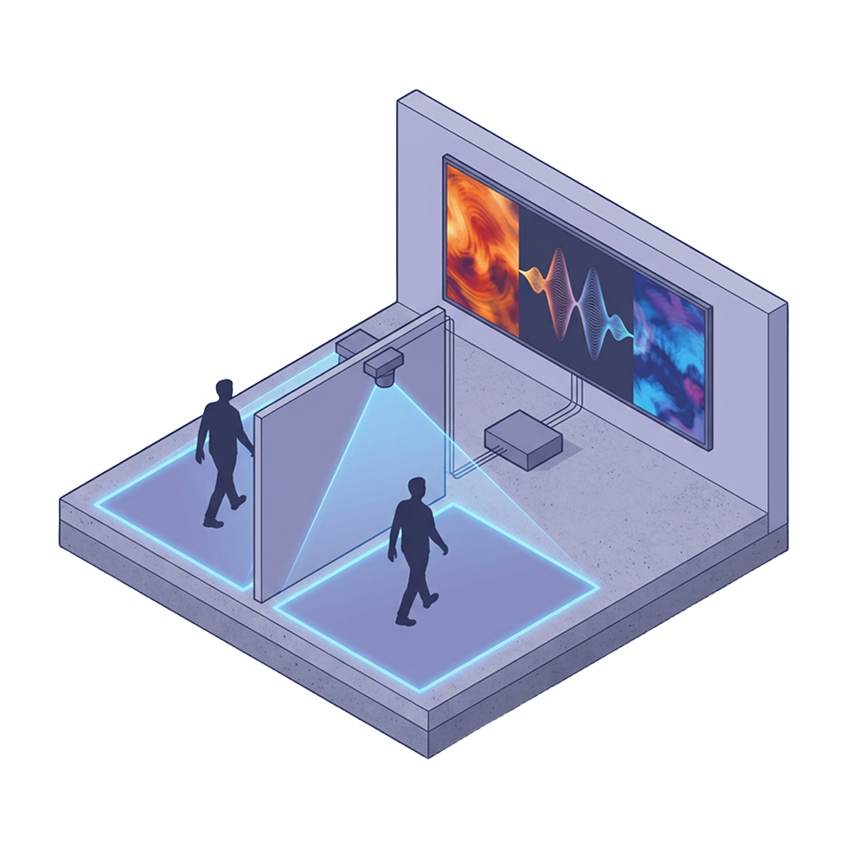 Proposed two-zone spatial interaction · 3D concept visualization