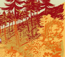 Red forest illustration