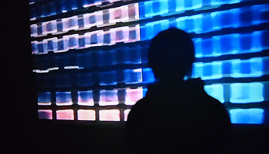 Grid pattern in the exhibition space
