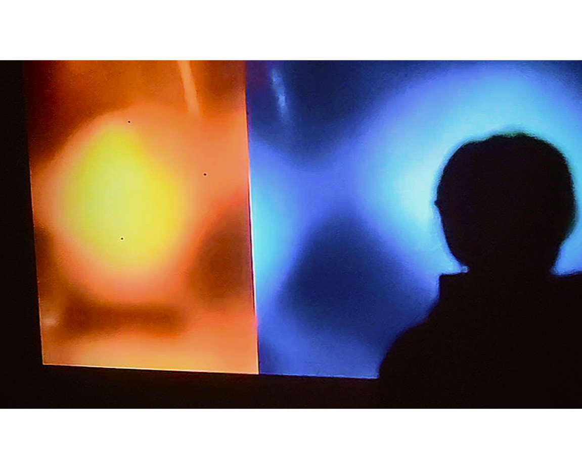 Equinox interactive installation with orange and blue projection