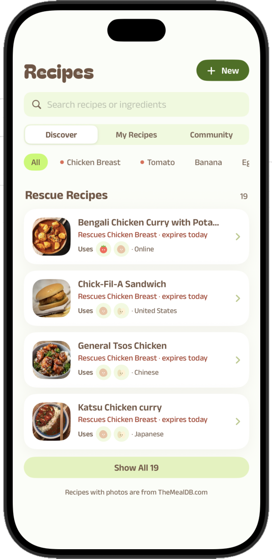 Recipes — hover to explore Working Recipes interface